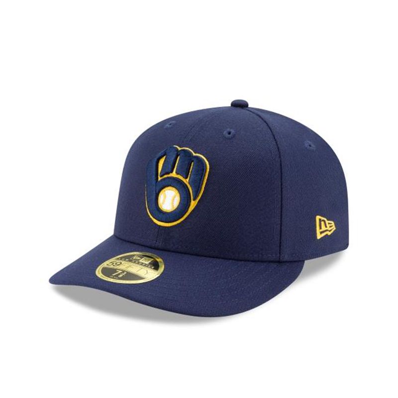 MLB Milwaukee Brewers Authentic Collection Low Profile 59Fifty Fitted (ZQP7643) - Blue New Era Caps